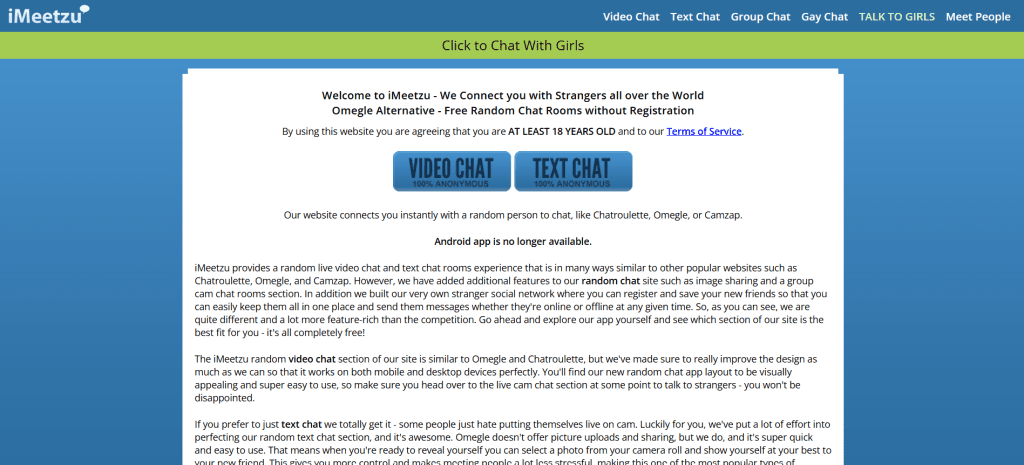 imeetzu image showing random video chat platform with anonymous pairing system and live face to face interactions with strangers online