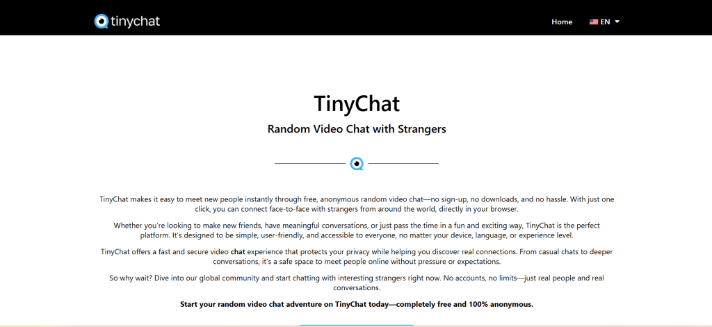 tinychat image showing online video chat platform with live chat rooms and real time face to face interactions