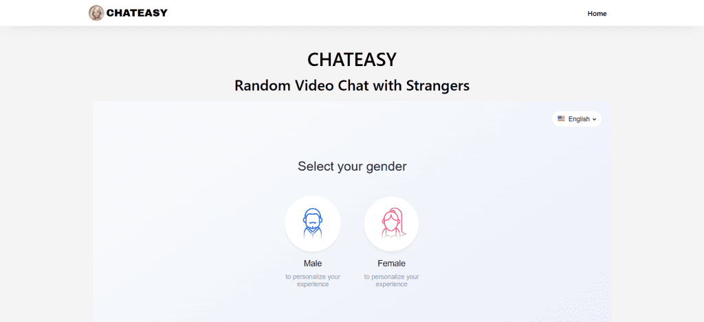chateasy homepage screenshot displaying instant pairing system for random video chat and live video chat with strangers