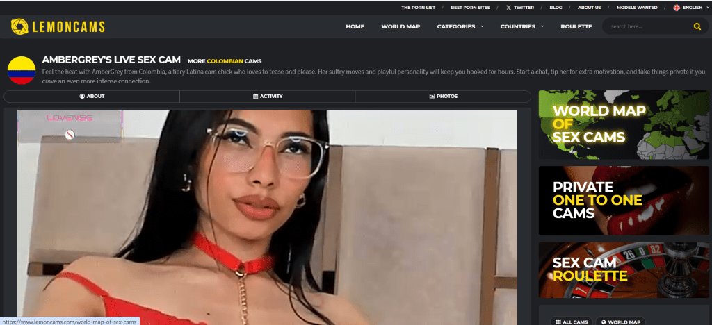 lemoncams homepage screenshot displaying adult cam platform with live video chat and cam to cam interactions