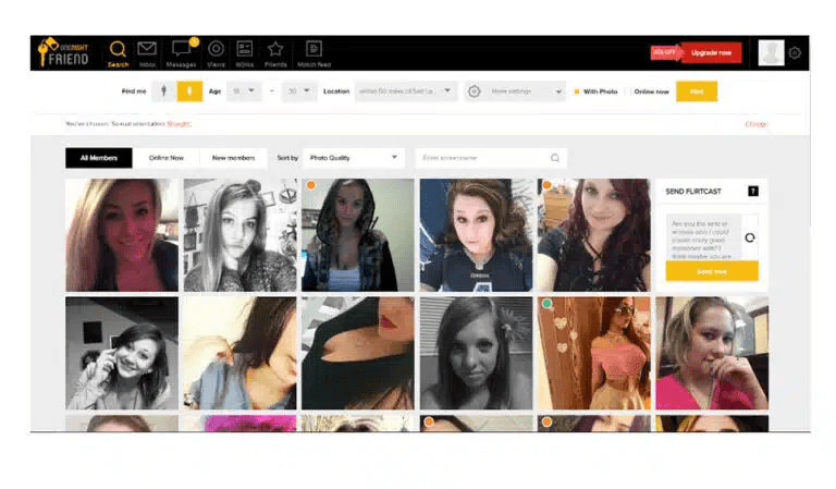 onenightfriend homepage screenshot displaying dating style platform interface for chat to strangers online and live video chat with strangers