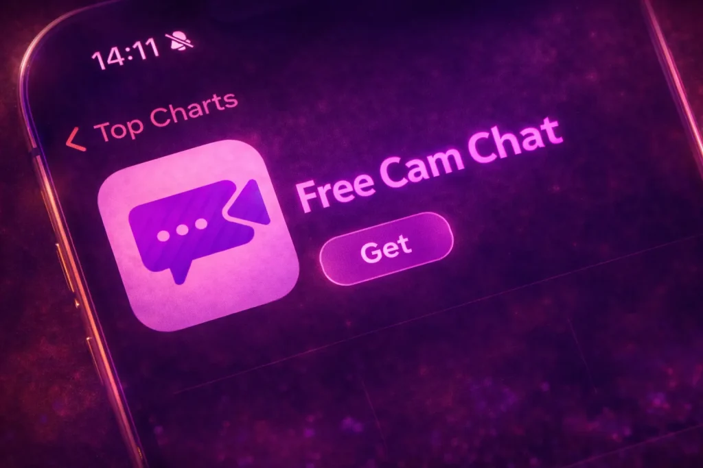 free cam chat video chat screen featuring cam to cam webcam chat and private 1 on 1 video call options