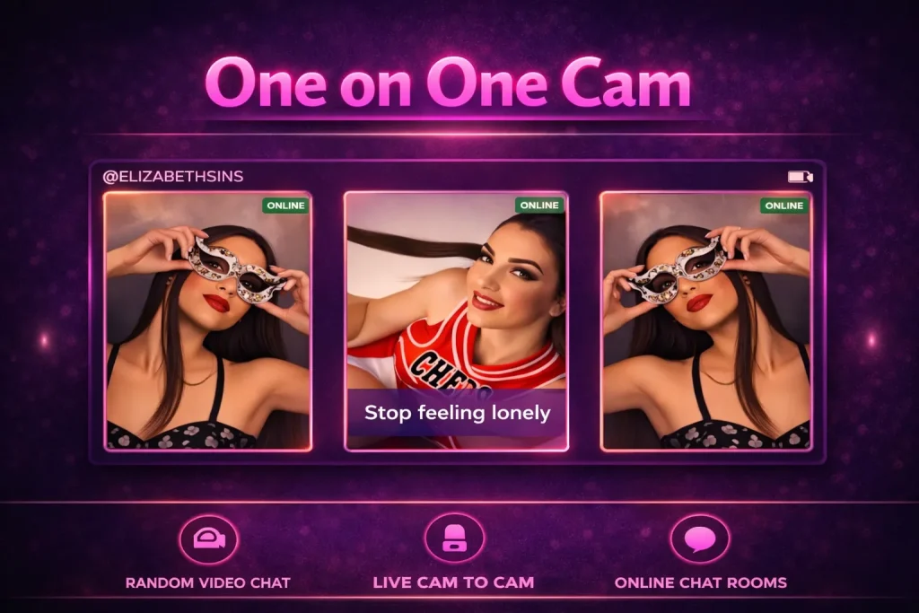 one on one cam video chat screen featuring cam to cam webcam chat and instant pairing system to talk to strangers online