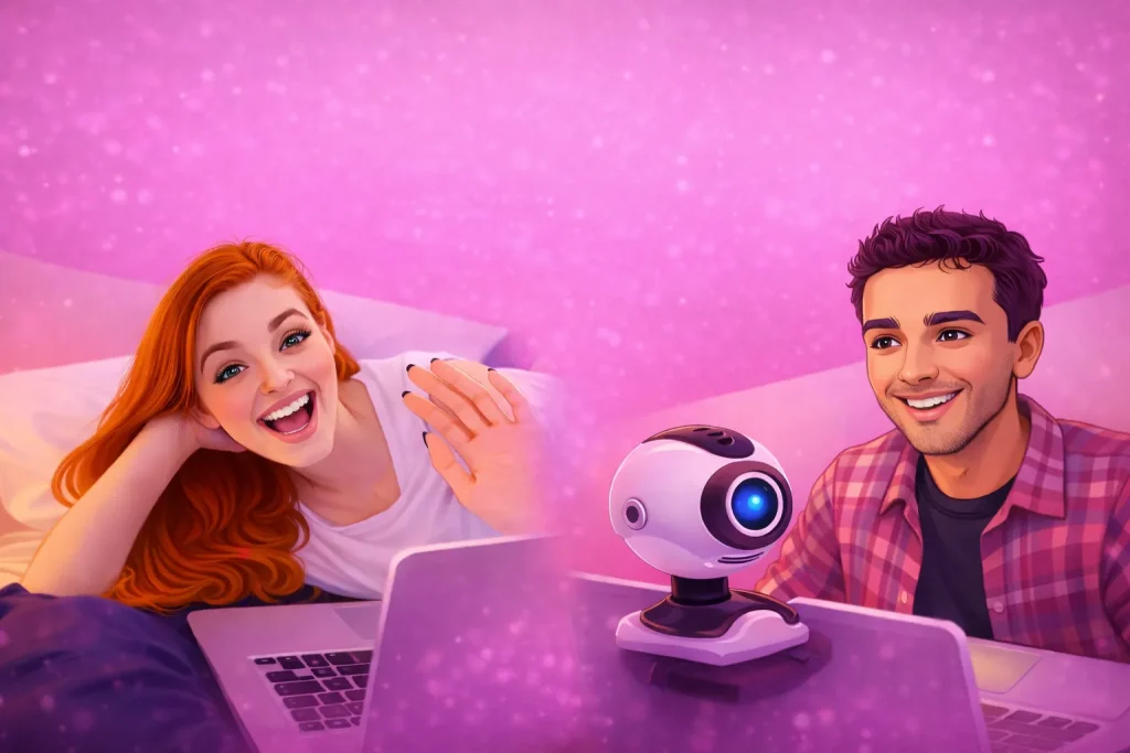 video chat girls homepage screenshot showing random video chat interface for live face to face interactions