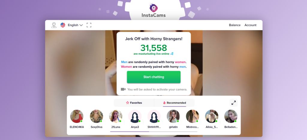 instacams image showing adult cam to cam platform with live video chat and real time face to face interactions online