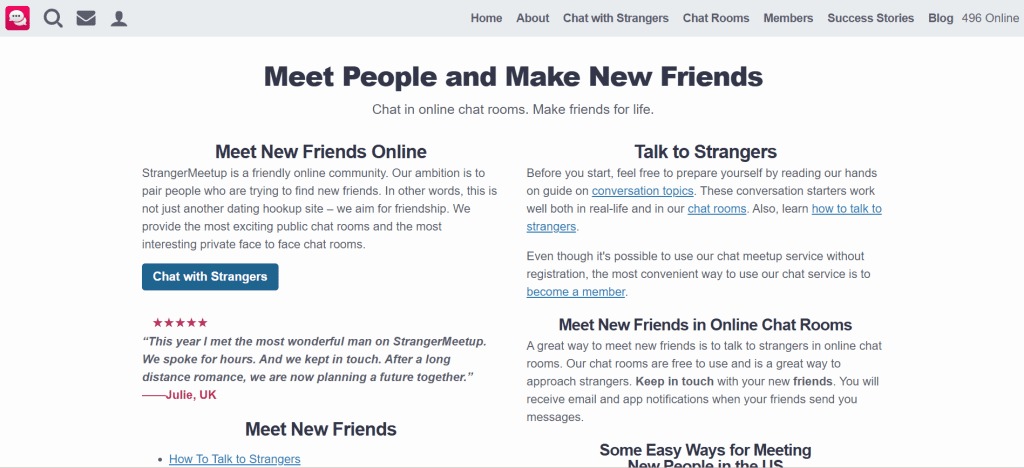 strangermeetup image showing random video chat platform with anonymous pairing system and live face to face interactions with strangers online