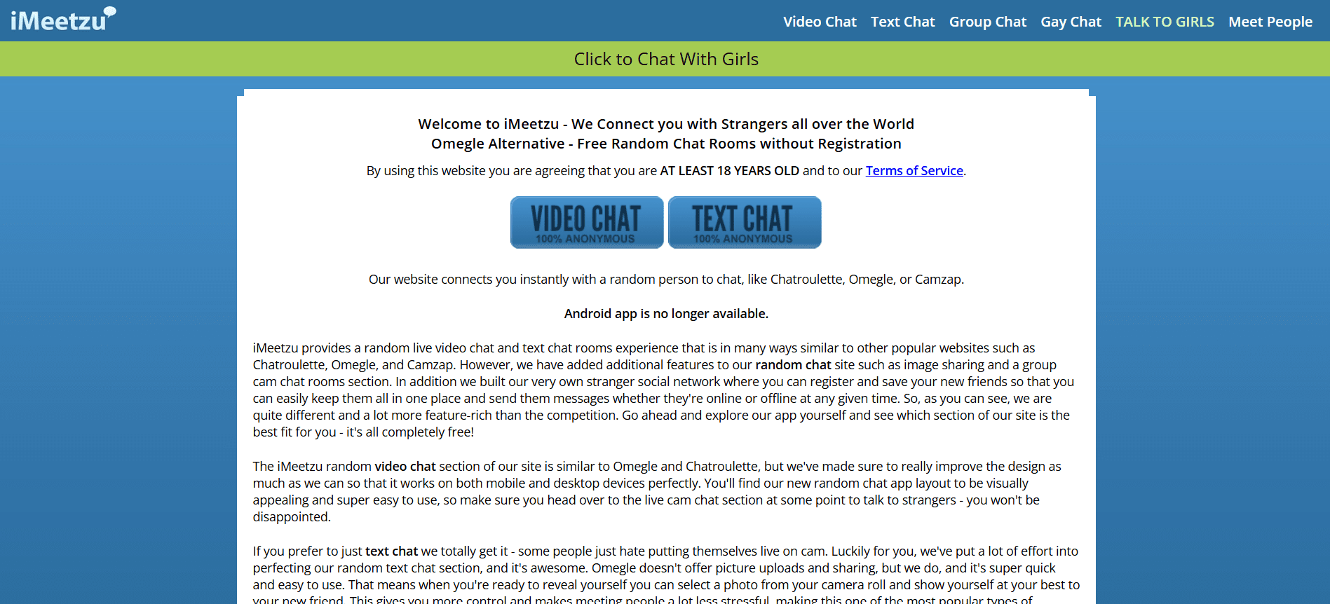 iMeetzu: Old-School Random Chat, Revisited | RandomChatty