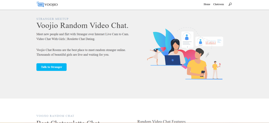 voojio image showing random video chat platform with anonymous pairing system and live face to face interactions with strangers online