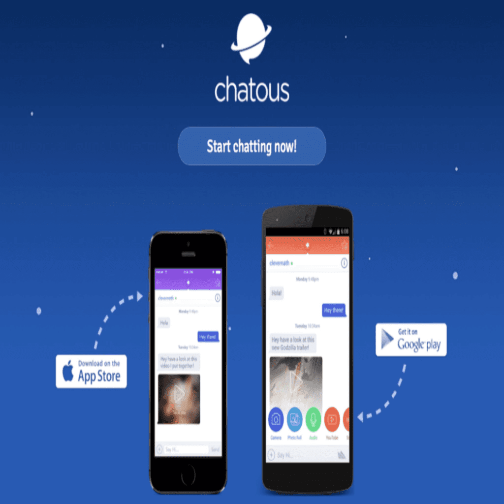 chatous homepage screenshot displaying random video chat interface for talk to strangers online within a global video chat community