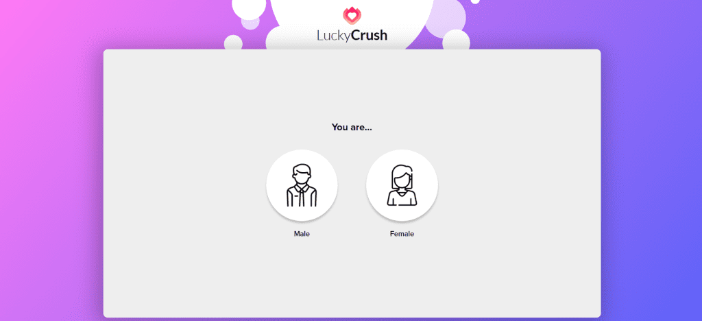 luckycrush homepage screenshot displaying random video chat interface with instant pairing system to talk to strangers online