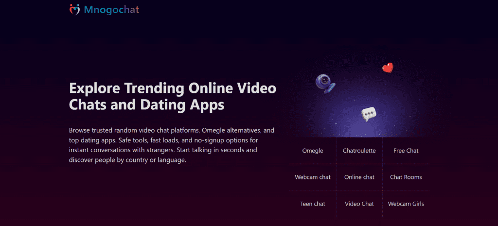 mnogochat image showing random video chat platform with anonymous pairing system and live face to face interactions with strangers online